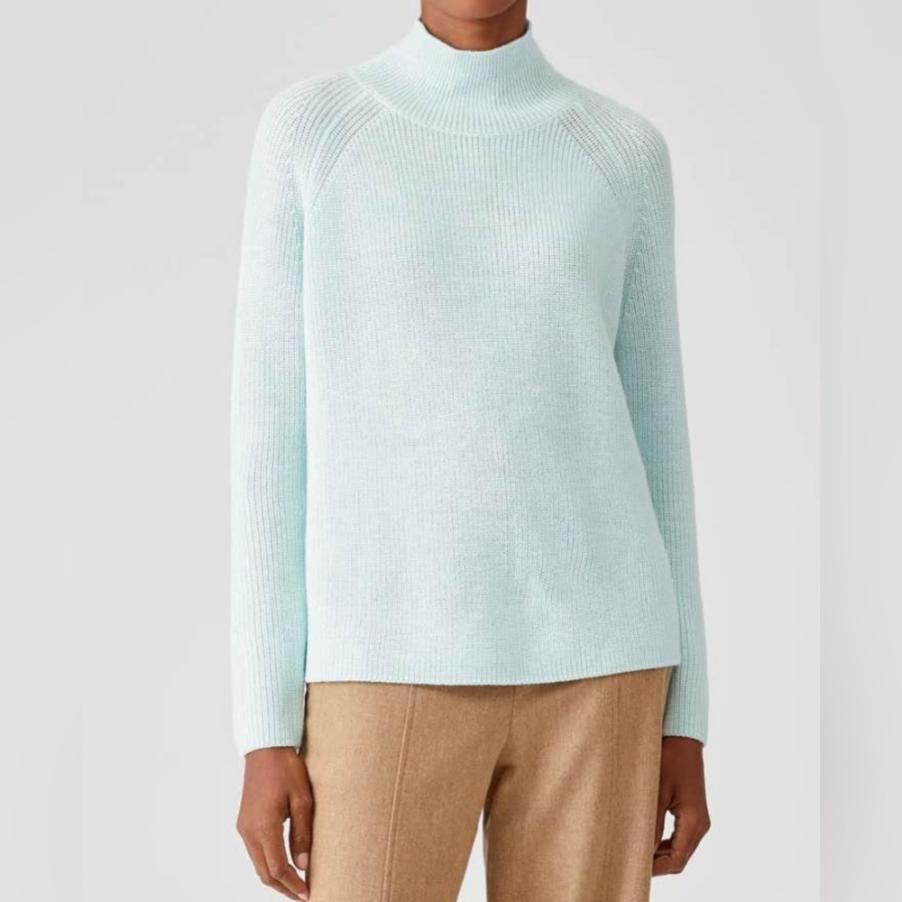 Eileen Fisher ! Mint Green Merino Wool Sweater Size Large